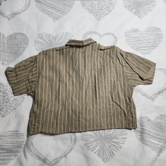 Vintage Stefano International Sportswear Cropped Striped Button Shirt Sz‎ S - Picture 3 of 4